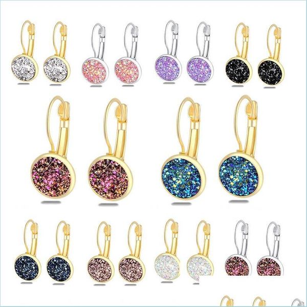 

dangle chandelier earring jewelry luxury druzy stud earrings 12mm bling round resin stone dangle gold sier for women la mjfashion dhhjb, Silver