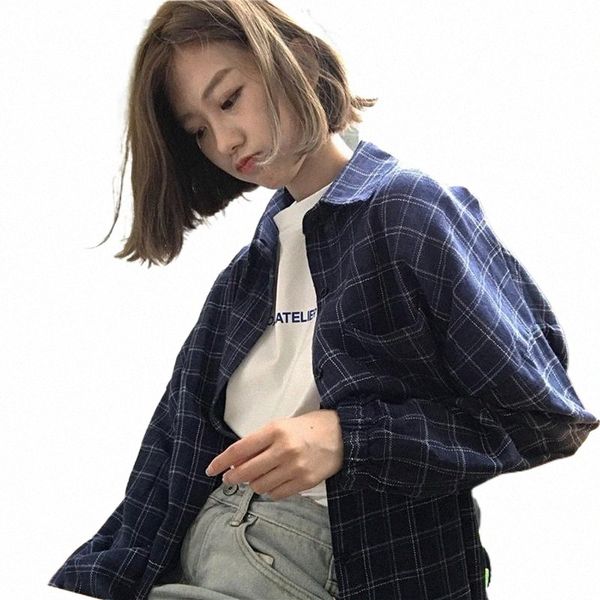 

women's blouses & shirts women's blouses & shirts female tunic japan kawaii ladies retro chic pocket split plaid shirt casual punk, White
