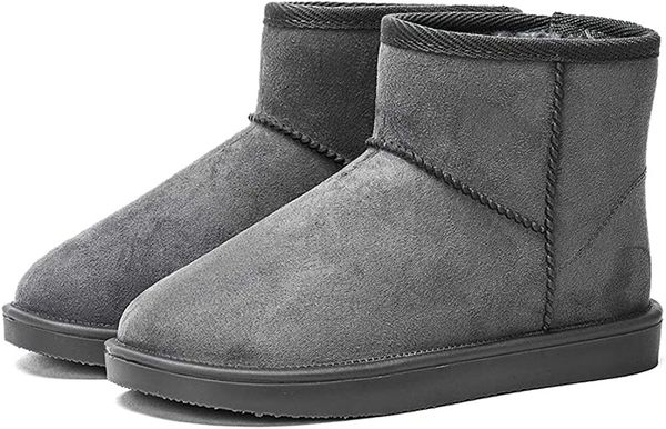 

grey ladies classic waterproof snow boots fashion winter short boots, Black