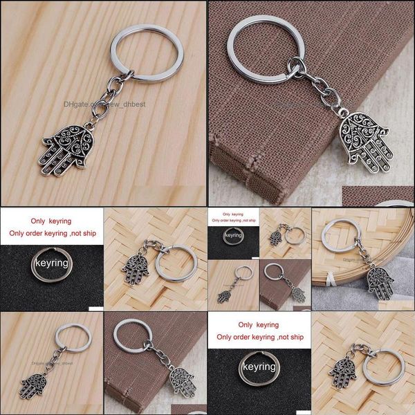 

keychains fashion keychains hamsa palm fatima hand 28x19mm pendant 30mm key ring chain sier color men car gift souvenirs ke newdhdh7nj, Silver