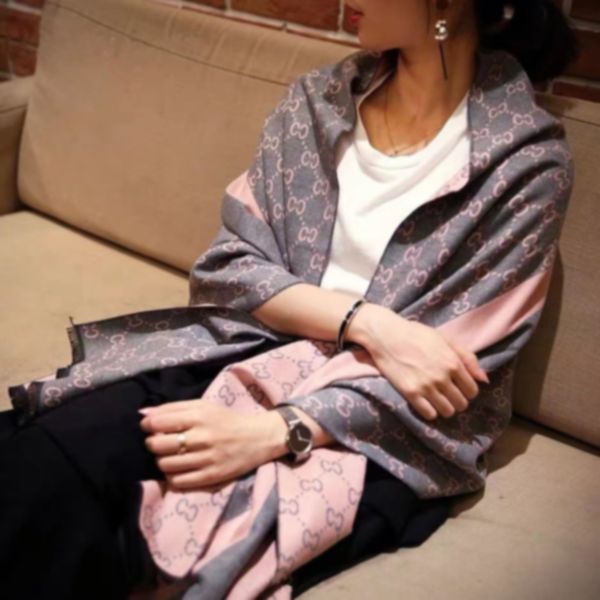 

fashion women's cashmere scarf designer full letter printed scarf soft touch brand label warm package luxury autumn and winter long sha, Blue;gray