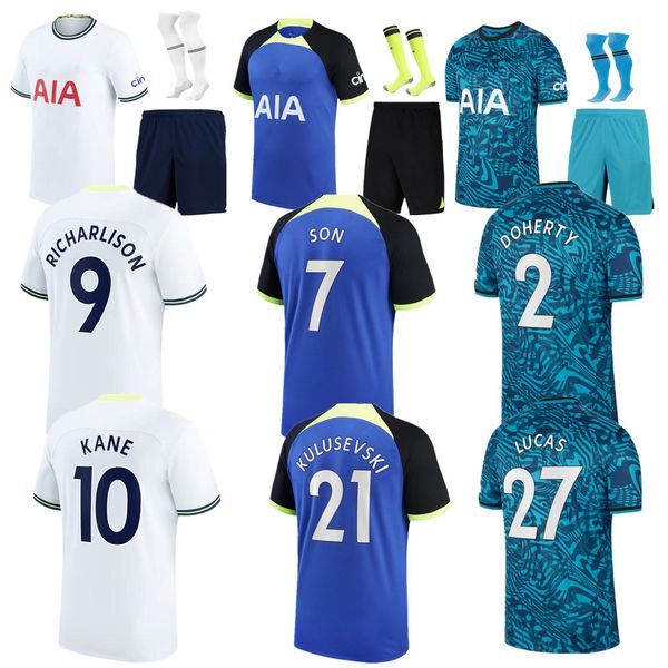 

22 23 kane son soccer jerseys hojbjerg kulusevski perisic football shirt 2022 2023 richarlison lucas dele romero bryan spence dier spurs uni, Black