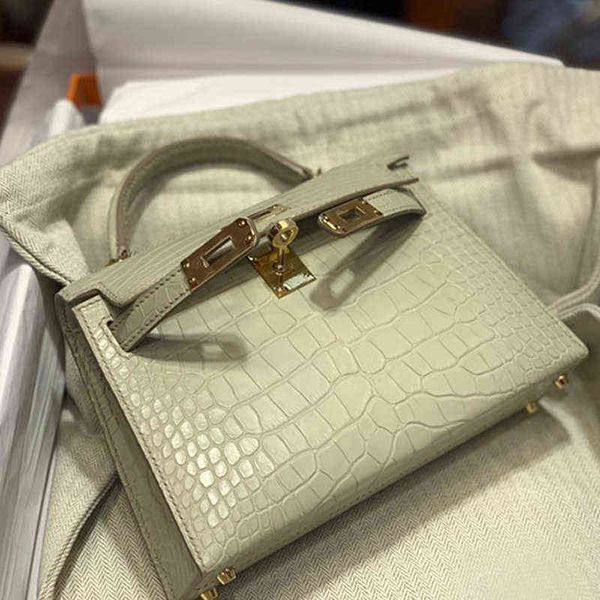 

bag designer handbags kely herme fashion women's new 2023 second generation mini crocodile pattern anna same cow leather slant bag outl