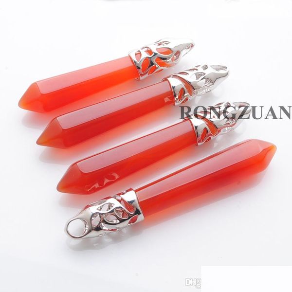 

pendant necklaces pendants natural gemstone hexagonal pillar pendant red agate healing charms for necklace jewelry dn3010 carshop2006 dhdsg, Silver
