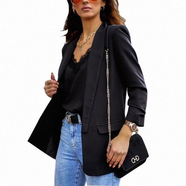 

women's jackets women's jackets woman coat autumn solid color temperament suit jacket pocket long sleeve lapel buttonless thickene, Black;brown
