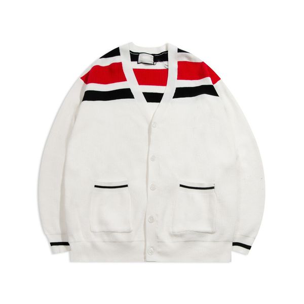 

men's sweater knitting designer fall winter cardigan v-neck women's sweater long sleeve cotton loose luxury coat double letter pri, White;black