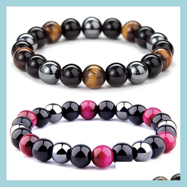 

beaded strands handmade jewelry wholesale beaded strands bracelets triple protection bracelet for men drop delivery 2021 vipjewel dh3pd, Black