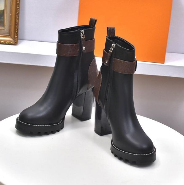 

designer heel boots fashion leather women louiseity autumn winter ankle booties viutonity woman hdfhdddd, Black