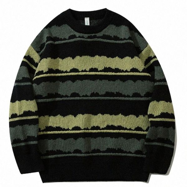 

men's sweaters men's sweaters vintage knitted men women harajuku jumper striped ugly streetwear oversized pullovers punk style gre, White;black
