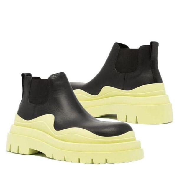 

women bottega fruit green soles boots hipster luxury man tire leather chelsea booties men platform chunky shoes lady low knight high-boots d, Black