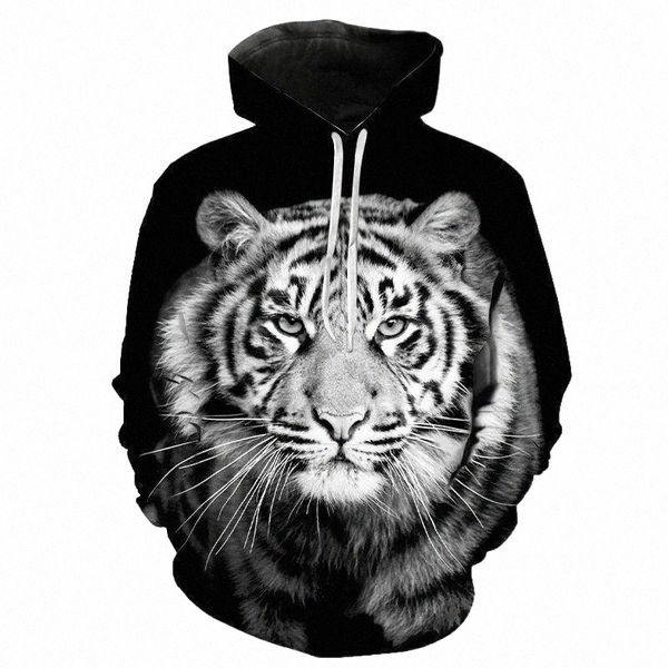 

men's hoodies & sweatshirts men's hoodies & sweatshirts 3d print animal hooded pullovers cool tiger men women children streetwear, Black