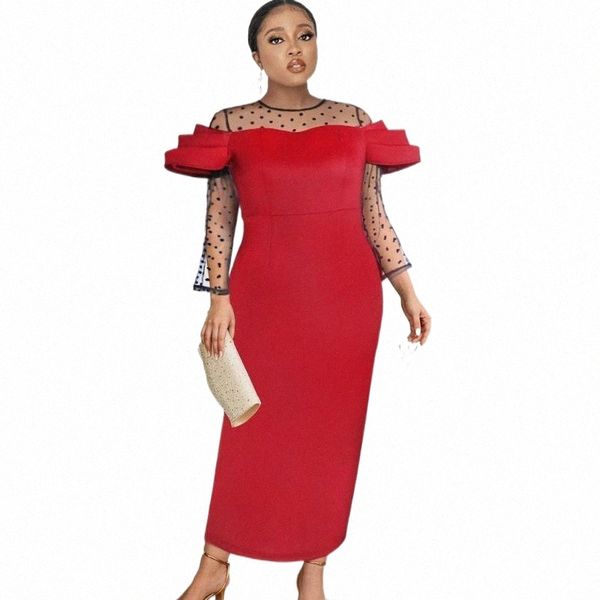 

casual dresses casual dresses 2022 temperament fashion street perspective dot mesh high waist hip wrap party dress large long j3za#, Black;gray