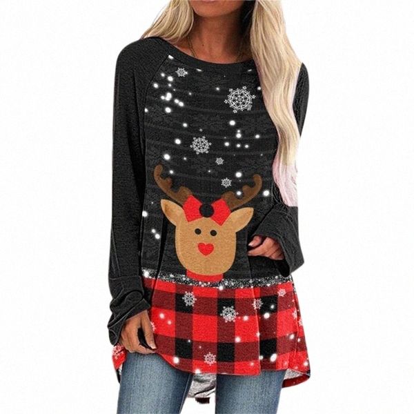 

women's blouses & shirts women's blouses & shirts women casual santa claus printing blouse christmas long sleeve print shirt low, White