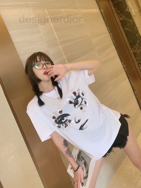 

women's hoodies & sweatshirts designer shenzhen nanyou 2021 new eye bead print short sleeve loose casual fashion t kmoa, Black