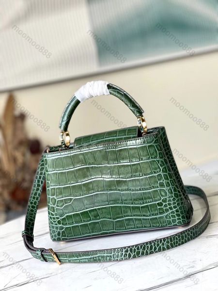 

10a tier small crocodile capucines bag mirror quality womens real leather envelope luxury designer handbag calfskin green purse shoulder gol