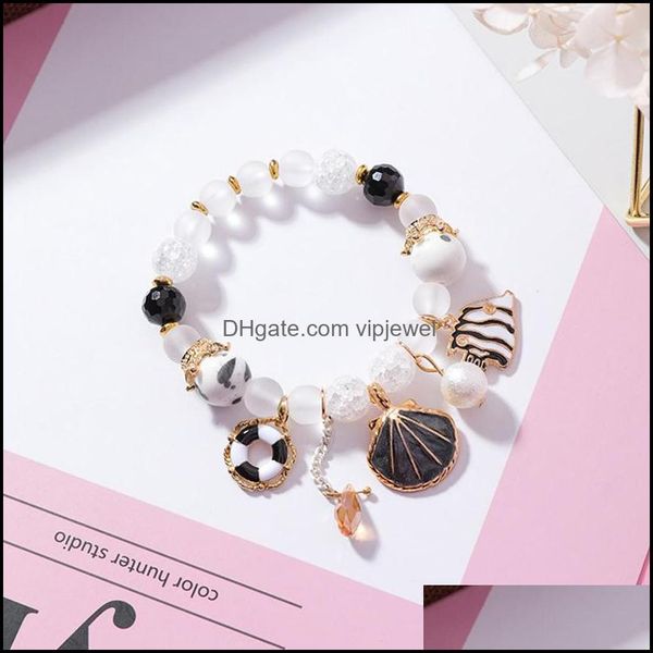 

beaded strands trendy love natural opal beads bracelets charm bracelet porcelain jewelry for women friend gift vipjewel dh9yg, Black