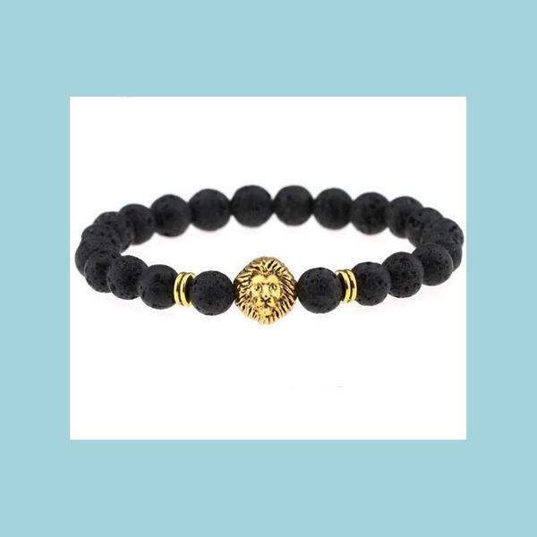 

beaded strands natural stone lion bracelet vintage lava beads buddha pseiras mascinas pseras men jewelry yoga bracelets g bdejewelry dhnzd, Black