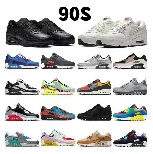 

casual shoes 90 women sneakers trainer breathable shoe red recraft wolf grey white hyper grape royal surface classic og 90s mens sports man, Black