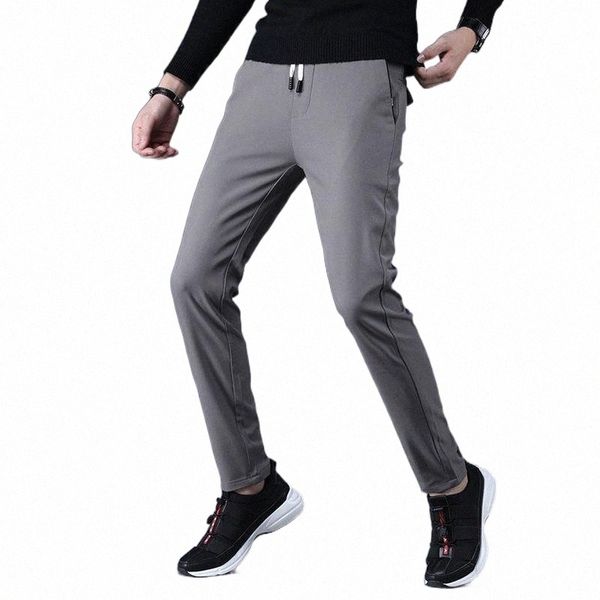 

men's pants men's pants mens stretch korean casual slacks slim dress for men black navy gray joggers sweatpants n55z#