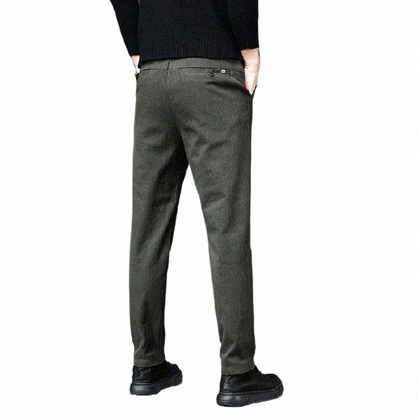 

men's pants men's pants brand autumn casual men trousers male pant slim fit work elastic waist black khaki grey green 28-38 c2aq#