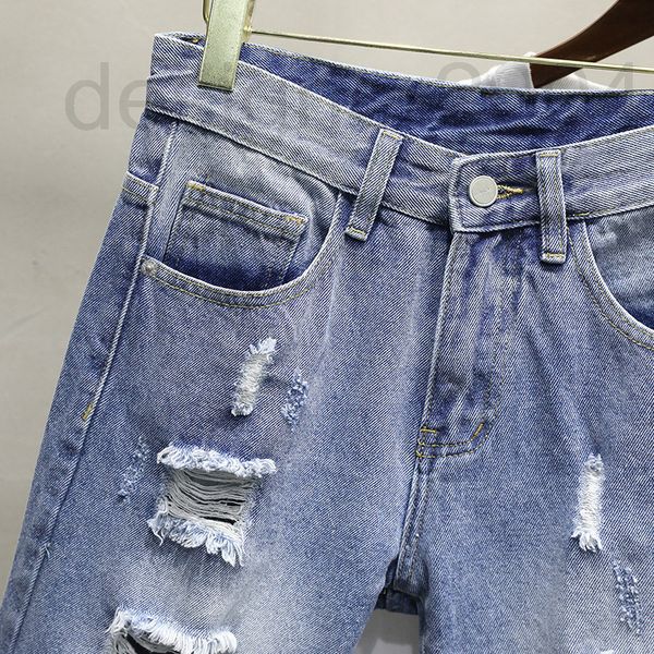 

men's shorts designer perforated jeans men's fashion loose trend 5-point ins all-around korean version light color beggar pants v8, White;black