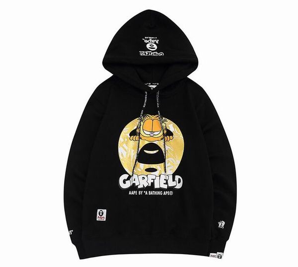 

realfine hoodies 5a baape bathing cotton jersey sweatshirt hoodie for men size m-3xl, Black