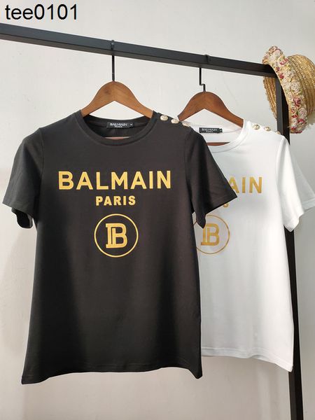 

new barman fashion tee deli batong balman cotton gilded letter short sleeve t-shirt for men and women, White
