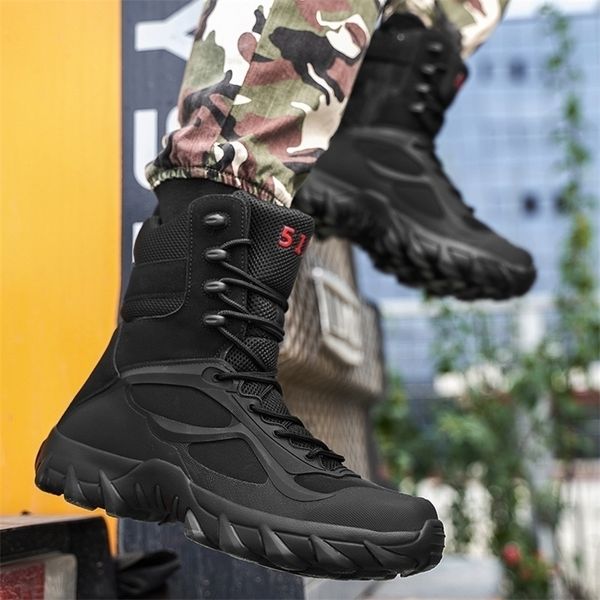 

boots mens fashion military combat motocycle ankle tactical army male shoes work safety 220913, Black