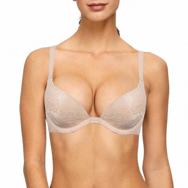 

bras bras padded push up women bra deep plunge solid lace lingerie plus size adjusted for large 65-110 a b c d e cup x5hi#, Red;black