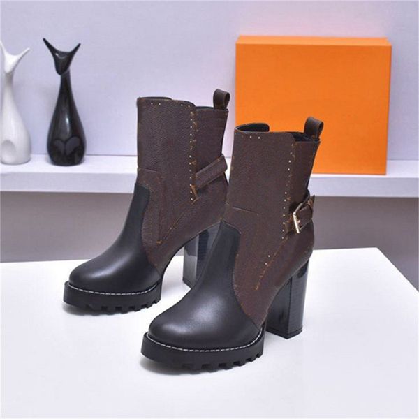 

luxury designer women boots letter louiseity leather heel boot fashion woman winter viutonity booties gffd, Black