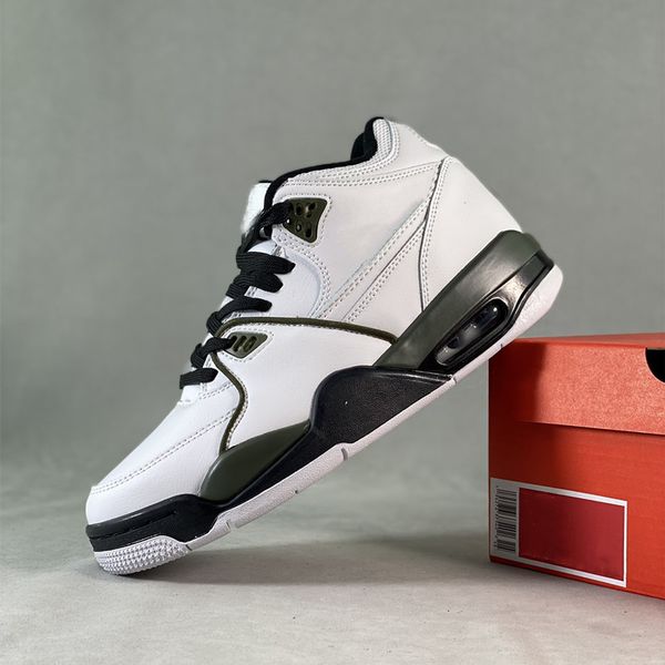 

89 high help medium green olive basketball shoes white black shock absorption antiskid sneaker contrast color simple style cj5390-101