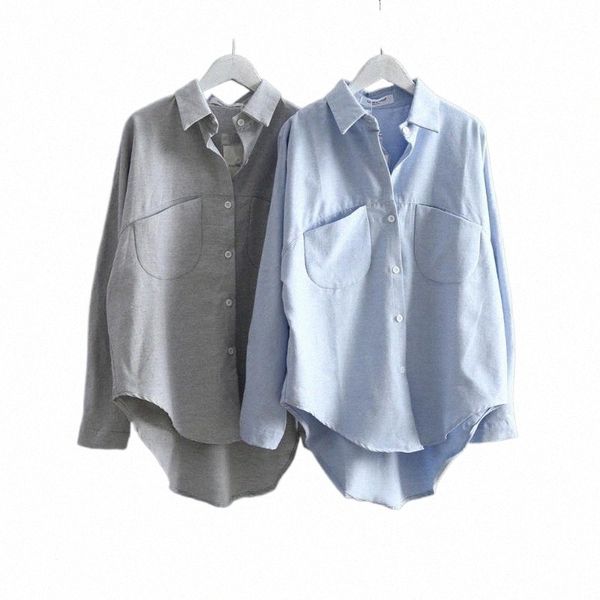 

women's blouses & shirts women's blouses & shirts casual loose fashion turn-down collar blouse long sleeve buttons solid shirt wom, White