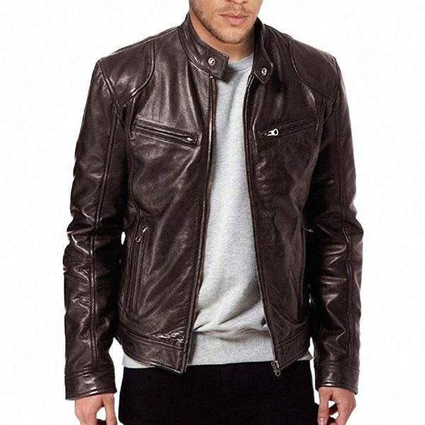 

men's jackets men's jackets nice men jacket motocycle trendy streetwear stand collar pu leather slim fit casual autumn coats a0kf#, Black;brown