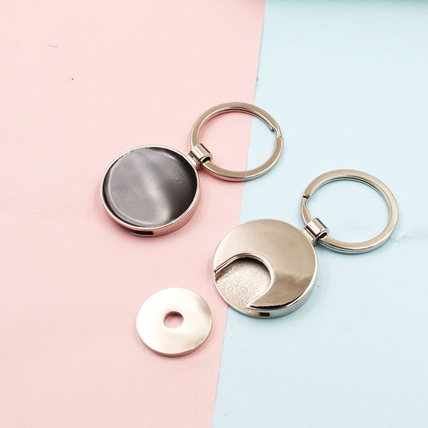 

10pcs bag parts metal circle shaped black the shopping cart token key chain