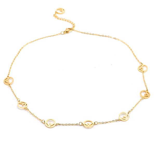 

popular gold f circle pendant necklace stainless steel chain jewelry for gift, Silver