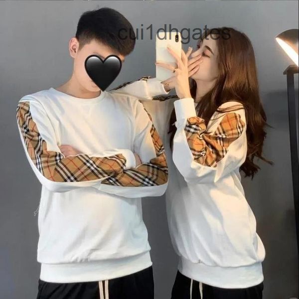 

2022 outlet burb hoodies online store autumn and winter plaid sweater men's kwai net red the same splicing top, Black