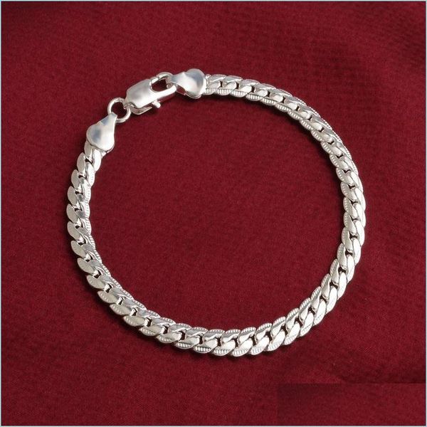 

charm bracelets 925 sier plated 5mm mens bracelet jewelry copper cuban link chain for women and men 20cm drop delivery 2021 b vipjewel dhlj2, Golden;silver