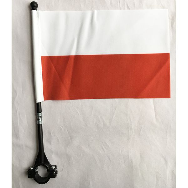

poland bike flag 14x21 cm polyester waterproof polish bicycle safety flags with black plastic stick and base