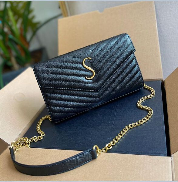 

black chain 5a genuine real leather shoulder bags designer clutch handbags woc envelope caviar bags wallet purse fashion lady handbag vintag
