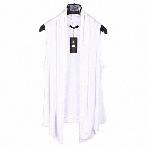 

men's vests men's vests summer men black white gray color sleeveless vest long cardigan punk streetwear man fashion cape korean vi