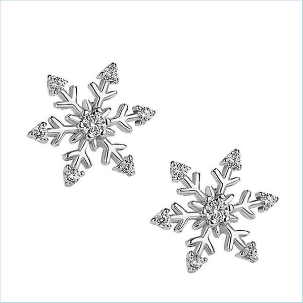 

stud 10 pairs/lot new white snowflake cubic zirconia gems stud ear 925 sterling sier plated wedding earrings for women drop vipjewel dhycn, Golden;silver