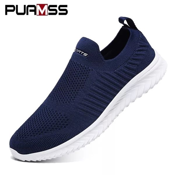 

dress shoes men vulcanize mesh lightweight comfortable 's sneakers autumn fashion slip on flats male loafers 220913, Black