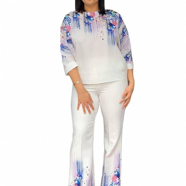 

women's two piece pants two piece set spring summer african dashiki fashion short sleeve suit and pants trousers suits party for women, White