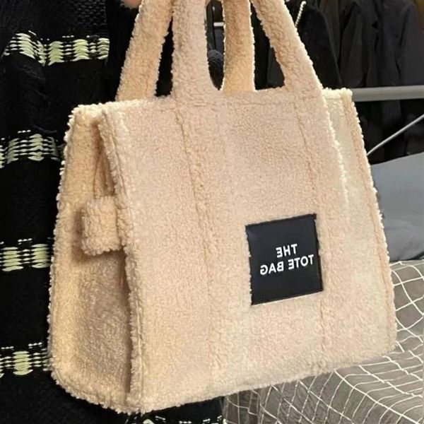 

plush tote bag large capacity shopping commuter bag wide shoulder strap crossbody bag3048