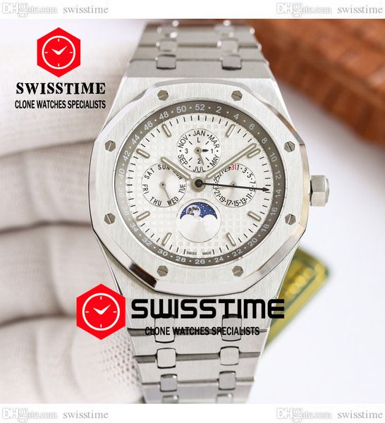 

oak 26574 complicated function a5134 automatic mens watch hbf 41 moon phase ultra thin white texture dial stick stainless steel bracelet sup, Slivery;brown