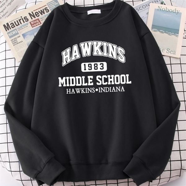 

mens hoodies sweatshirts brand 1983 middle school print men autumn fleece oversized hoodie crewneck hip hop clothes warm 220912, Black