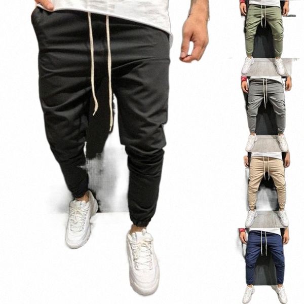 

men's pants men's pants 2022 hip slim pure color pocket bandage sweatpants drawstring pant streetwear harajuku jogger sweatpant tr, Black