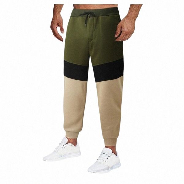 

men's pants men's pants harem color matching high waist sports binding foot drawstring long with pockets breathable sweatpants 09f, Black