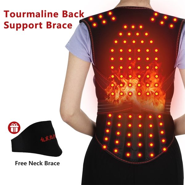 

body braces supports 108pcs magnetic tourmaline self-heating brace support belt back pain relief spine shoulder lumbar posture corrector the