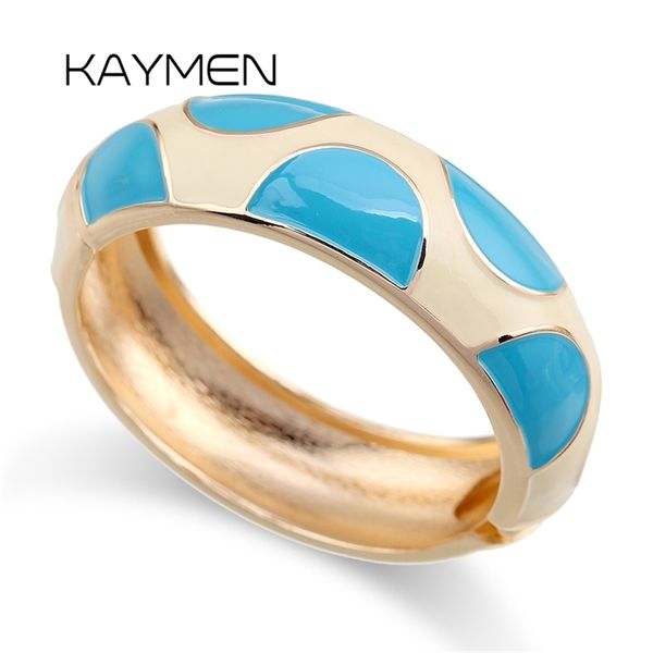 

bangle kaymen fashion round colorful enamel statement cuff bracelet women's loved color for party wdding 220912, Black